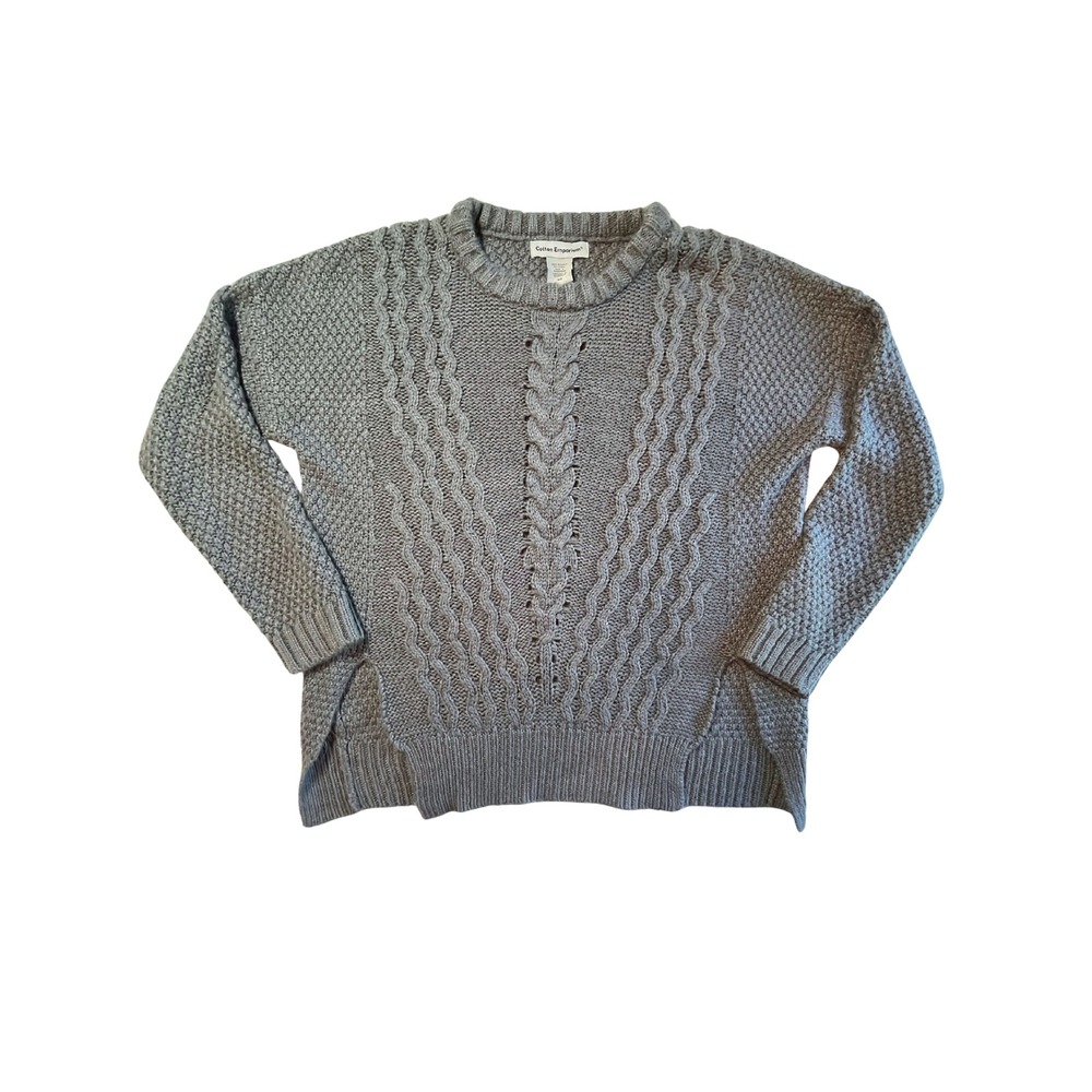 Gray Chunky Cable Knit Sweater Women's Size XS Softgirl Cabincore Light Academia